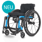 The first folding wheelchair with open frame and swingaway legrests.